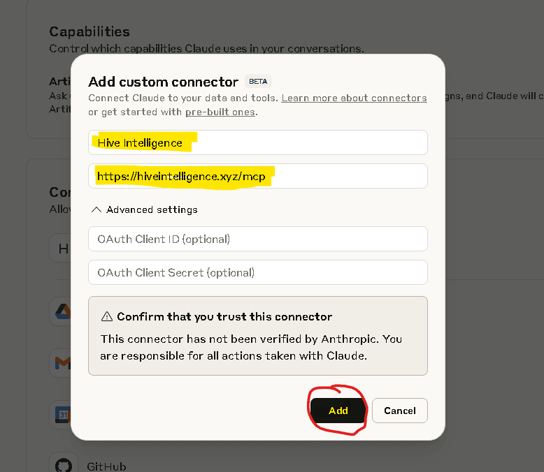 Connector configuration form
